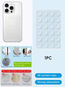 48个双面吸盘手机支架，每面24个吸盘。可拆卸，防水，360°旋转。适用于浴室墙壁、玻璃镜、梳妆台等光滑表面，不适用于粗糙墙面。兼容所有智能手机和平板电脑，包括安卓手机。是送给家人和朋友的绝佳生日礼物，也是一款实用的手机配件支架。 - 彩色 - 查看 11