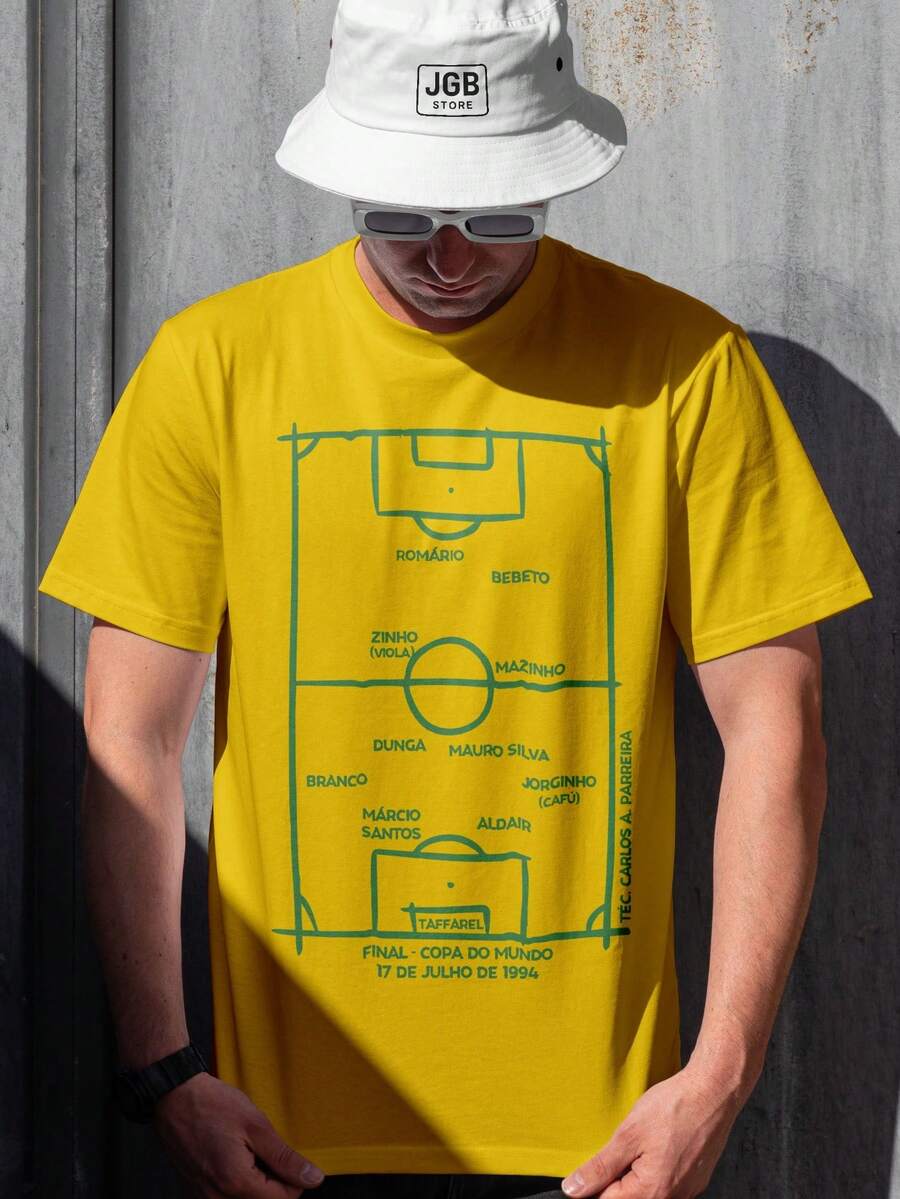 Brazil Team T-Shirt 1994 World Cup Fourth Winning T-Shirt 100% Cotton Unisex Men's Women's Plus Size World Cup - Màu vàng - Xem 1