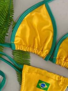 Women's Yellow String Bikini With Side Ties - Beachwear, Summer, Comfort - 黃色 - 查看 3