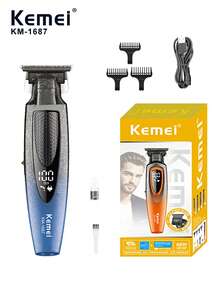 Kemei 专业理发器,理发师专用理发剪,沙龙级T型刀片零间隙修型理发器,男士胡须修剪器,家用日常使用,男士礼物,父亲节礼物,生日礼物 KM-1687 低噪音理发器 - 彩色 - 查看 14