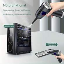 Wireless Electric Air Duster, Equipped With 51000 RPM High-Power Blower, 4-Speed Adjustable & LCD Display, 3000mAh Fast Charging, 15-45 Min Runtime, USB Powered Portable Wireless Cleaner For Computer, Keyboard, TV, Game Console - Compatible With Power Bank/Car Charger, 4-In-1 Accessories & 90° Foldable Handle, Replacement For Compressed Air Cans, Air Blower - Silver - View 11
