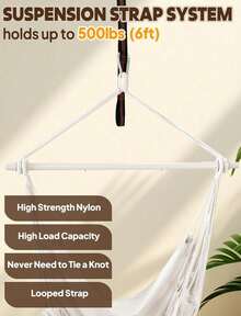 Hammock Swing Chair - Sturdy Metal Frame, Foldable, Portable, Supports Up To 500 Lbs, Comfortable Seating, Ideal For Patios And Lawns, Cotton Blend Fabric, Suitable For Indoor/Outdoor Use. Designed For Bedrooms, Outdoor Spaces, Patios, Balconies, Porches, And Decks. Hanging Hammock Chair With Rope Swing. - B - Xem 7