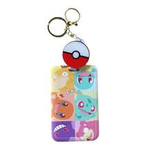 Anime Card Holder With Keychain Character ID Badge Holder Cartoon Poke Ball Keyring - Multicolor - View 6