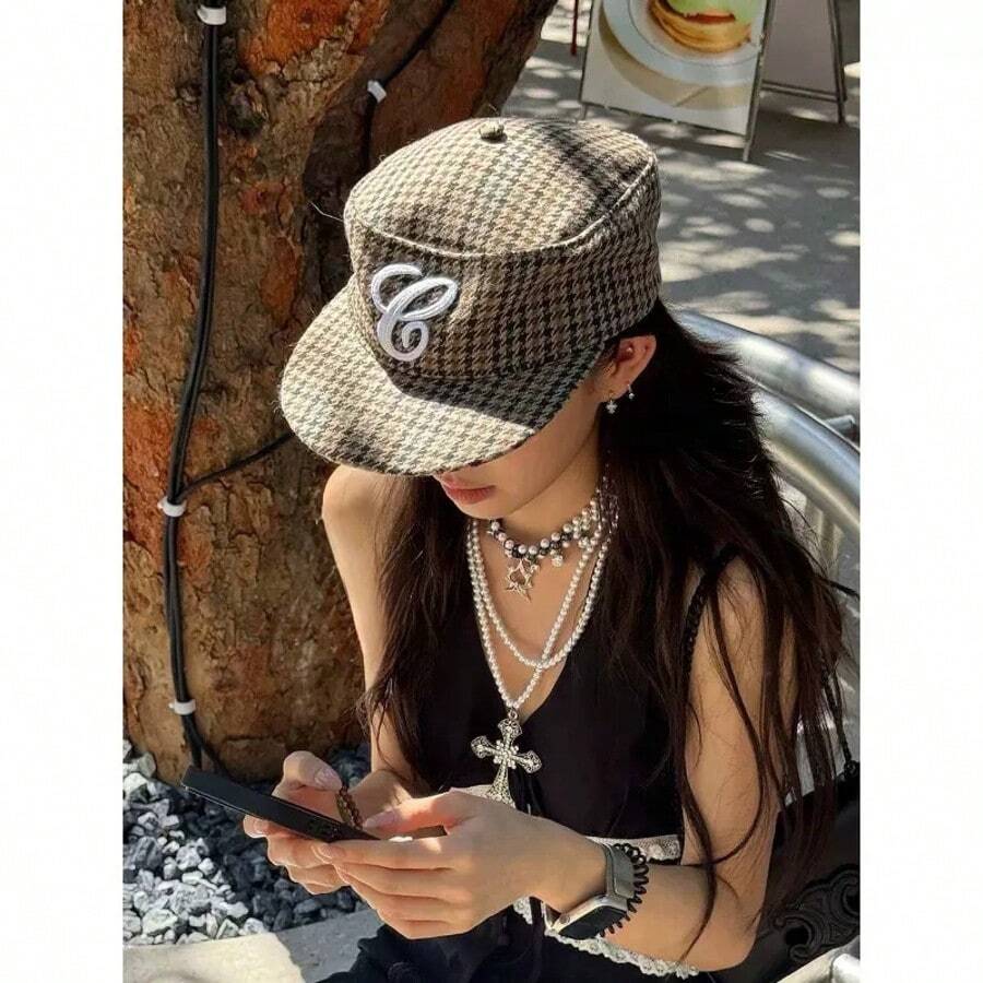 Nueva gorra de béisbol plana de estilo retro para primavera/otoño, gorra de béisbol con bordado 3D para mujer, gorra de béisbol de ala plana versátil y casual unisex - Multicolor - Ver 1