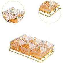 Divided Snack Serving Bowls Dried Fruit Tray Creative,Food Storage Box Fruit Snacks Serving Platter For Candy Snacks Dessert, Clear - 琥珀色 - 查看 4