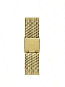 Guess Đồng hồ nữ sang trọng dây lưới vàng, viền đính đá, mặt số hình vuông bo tròn, máy quartz, phụ kiện thời trang cho tiệc tùng, hẹn hò, quà tặng kỷ niệm. - Vàng - Xem 8