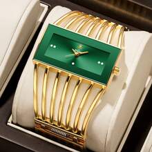 YaLaLuSi Vintage Bohemian-Style Women's Quartz Watch Skeleton Bracelet Watch Exquisite Square Dial Crystal-Studded Markers Elevates Feminine Charm Perfect For Travel, Parties, And Everyday Wear Ideal Gift For Loved Ones And Family Top Choice For Valentine's Day, Birthdays, And All Special Occasions - Gold - View 9