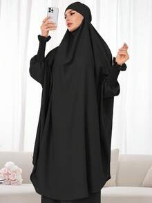2pcs Muslim Women's Prayer Dress Set, Long Sleeve Loose Robe, Prayer Headscarf, Suitable For Festivals - 彩色 - 查看 13