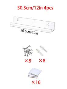 2/4pcs Acrylic Invisible Floating Bookshelf, Wall-Mounted Display Rack For Room, Modern U-Shaped Wall Shelf For Books, Photos, Vinyl Records - Clear - View 16
