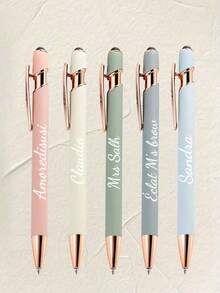 Customized Text/Logo Aluminum Barrel Ballpoint Pen, Metal Medium Ballpoint Pen With Push Button - Multicolor - View 2