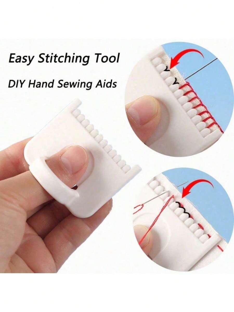 1PC Easy Stitching Tool DIY Hand Sewing Aids Durable Plastic Home Sewing Edge Lockstitch Sewing Tool For Beginners & Seniors Sewing Accessory Ergonomic Design - Trắng - Xem 1