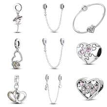 1 Pc Fashion Heart Sparkling Beads Dangle Charm Silver Plated Fit Bracelet Necklace DIY Holiday Gift - Multicolor - View 1