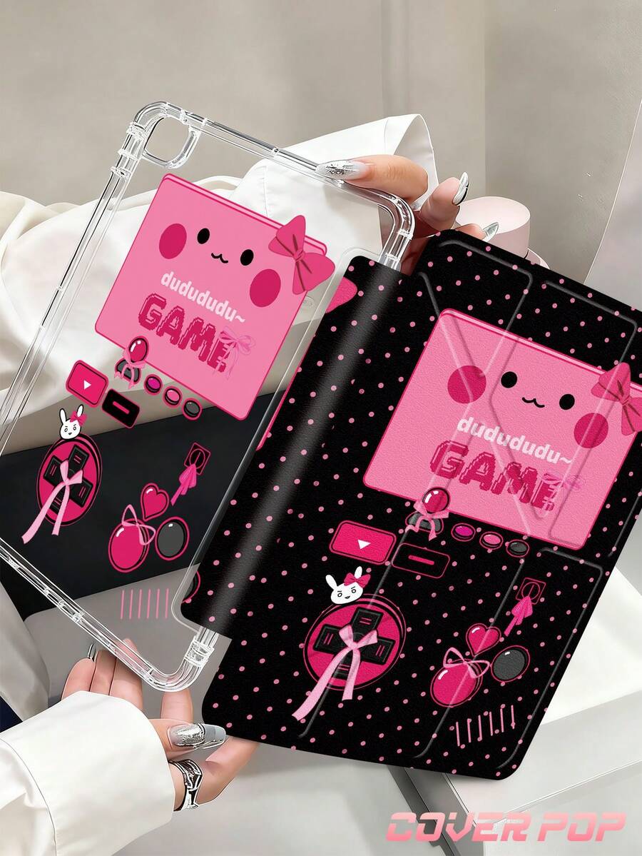 黑色、玫瑰红、粉色蝴蝶结图案游戏手柄保护套，兼容 iPad Air 4/5 10.9 英寸、7/8/9 10.2 英寸、Galaxy Tab S6 10.4 英寸、Tab A7 Lite 8.7 英寸、Kindle（第 11 代）2022 款，采用加固硅胶边角，具备自动唤醒/睡眠功能，适合作为秋冬季、圣诞节、情人节、新年礼物。