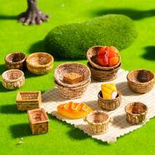 12pcs Mini Woven Basket And Furniture Resin Decor Set, Classic Mixed Styles, Multipurpose Resin Jewelry Making Tool Kit, Battery-Free, Suitable For Keychains, Crafts And Decorations - A404-01 - View 8