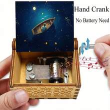 Hand Crank Wooden Music Box - Starry Night Boat Engraved Musical Box, No Battery Needed, Perfect Gift For Art Lovers, Christmas, Birthday - Starry Night Boat Music Box - View 11