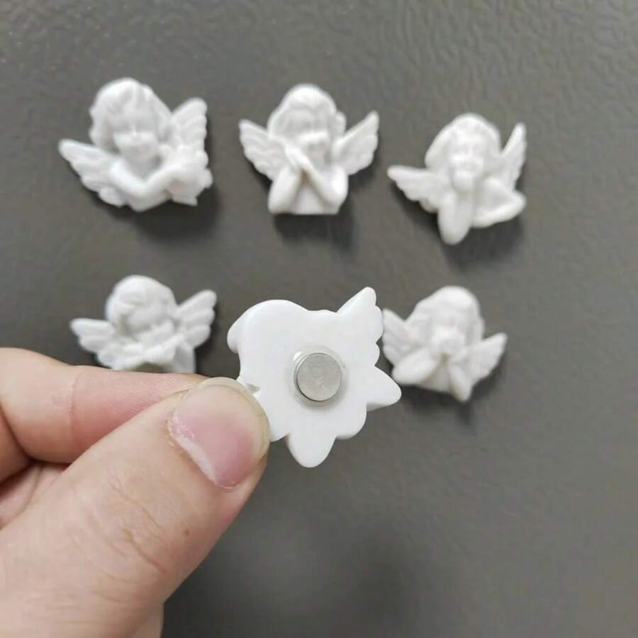 2pcs/4pcs/6pcs/10pcs/12pcs Angel Pattern Magnetic Fridge Stickers, Cute Fridge Magnets, Whiteboard Stickers, Decorative Fridge Stickers, Cute Office & Kitchen Stickers, Kitchen Supplies, Home Decor, Suitable For Fridge, Message Board, Office Decor, Living Room Decor, Car Decor, Lovely Animal Magnets - Oval Decorative Magnets For Fridge, Office, Whiteboard, Storage Cabinet, Dishwasher, Christmas, Mother's Day, Graduation Gifts, Cute Design, Colorful Accents - Multicolor - View 1