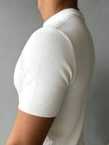 GRDR 男士条纹圆领针织短袖T恤 - 时尚百搭休闲简约T恤 - 白色 - 查看 4