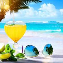 Ly cocktail pha lê hình trái tim thanh lịch, lãng mạn kèm ống hút cùng màu - Hoàn hảo cho Martini, rượu vang, nước ép và whisky - Phụ kiện quầy bar tại nhà lý tưởng và quà tặng cho các bữa tiệc. - trắng - Xem 11