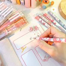 6支装按动式圆珠笔套装，仿皮材质，熊/恐龙/宇航员/兔子/青蛙图案，书写流畅，适合学生、学校和办公室使用，日常必备多支装 - 套裝 - 查看 2