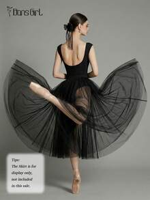 DonsGirl 女士修身芭蕾舞紧身衣 - 袖子和腰部采用褶皱设计 | 现代/古典舞蹈表演服装 黑色 - 黑色 - 查看 10