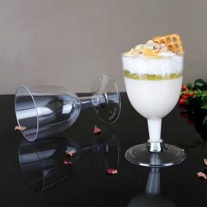 60pcs/50pcs/30pcs/25pcs/10pcs/1pc Reusable Transparent Stemmed Wine Glasses, Champagne Glasses, Martini Glasses, Party Glassware, Durable Party Supplies, Suitable For Birthday Party, Valentine's Day, Wedding, Dining, Multipurpose Household Items