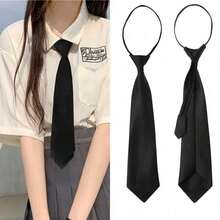 1pcs Unisex Black Simple Clip On Tie Security Tie Uniform Shirt Suit Neckties - Black - View 2
