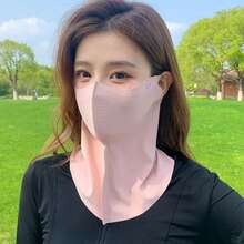 Women Sunscreen Veil Summer Neck Face Mask UV Protection Breathable Ice Silk Sun Protection Masks Veils Outdoor Sport Face Cover - 黑色 - 查看 9