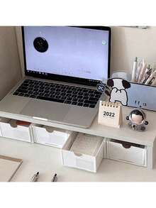 1pc Laptop Riser Stand, Desktop Organizer Shelf For Office Desk, Bedroom, Gaming Room, Study - Multicolor - View 1