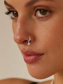 1pc S925 Sterling Silver Minimalist Luxury Style Nose Ring, Unique Korean Retro Nose Ring, Suitable For Women's Daily Wear, An Excellent Gift For Girlfriend, Mother And Sister - Single Nose Ring - View 4
