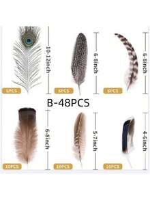 24 chiếc 4 kiểu lông vũ đốm tự nhiên, dài 6-8 inch, số lượng lớn dùng làm đồ thủ công, đồ trang sức, đồ trang trí DIY - Nhiều màu - Xem 21