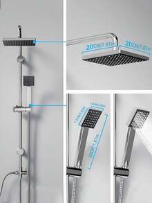 YAOPENG Stainless Steel Bathroom Showerhead Set Without Tap, Rainfall Shower System, Plated Shower Set With ABS Head, 20x20 Cm Shower Head Set - Multicolor - View 3