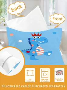 2PCS Toddler Bedding Set King Dinosaur Duvet Set(Four Season Collection) Double-Faced Duvet Cover Set For Baby Children'S Machine Washable Suitable For Newborn Beds Crib Giving Gifts During Holidays (1 Single-Sided Printed Pillowcase+1 Double-Sided Printed Duvet Cover,No Filling Material) The Pillowcase Is Single-Sided Printed And Measures 40x60cm 100% Polyester - 彩色 - 查看 6