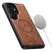 SUTENI 磁吸式奢华仿皮油蜡手机壳,支持无线充电,适用于三星 Galaxy S26 Ultra、S25 Plus、S24、S23+,男女通用,节日礼物,送给亲朋好友和长辈的理想之选。 - 棕色 - 查看 6