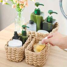3 chiếc giỏ đựng đồ đan tay, làm từ cỏ biển và mây, kiểu dáng hình học Bohemian, giúp sắp xếp đồ đạc trong nhà tắm, phòng ngủ, phòng khách, bàn trang điểm, mang đến không gian ven biển, món quà tuyệt vời dành cho phụ nữ vào dịp Giáng sinh hoặc sinh nhật. - Màu be - Xem 3