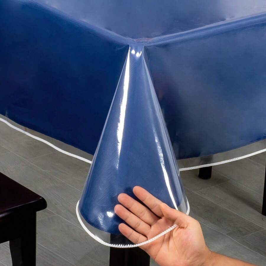 1pc Transparent Rectangular Tablecloth, Protective Cover, Minimalist Tablecloth, Suitable For Camping Or Holiday Party, Vinyl Tablecloth, Elegant Tablecloth For Rectangular Tables - Transparent - View 1