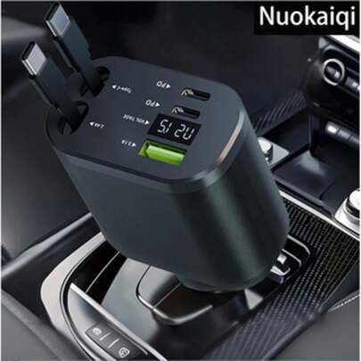120W การชาร์จเร็วพิเศษ: เข้ากันได้กับโปรโตคอลการชาร์จเร็ว PD/QC, แก้ปัญหาความกังวลเรื่องพลังงานในการเดินทางได้อย่างมีประสิทธิภาพ การตรวจสอบแรงดันไฟฟ้าแบบเรียลไทม์: จอแสดงผลแรงดันไฟฟ้าในตัว, การตรวจสอบสถานะแบตเตอรี่รถยนต์แบบเรียลไทม์, สร้างความมั่นใจในความปลอดภัยในการขับขี่ สายเคเบิลแบบยืดหดได้: สายเคเบิล Type-C แบบยืดได้ 60 ซม., ใช้งานและหดกลับได้ตามต้องการ, บอกลาสายเคเบิลที่ยุ่งเหยิงในรถยนต์