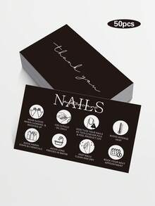 50 piezas/paquete Tarjetas de instrucciones para el cuidado de las uñas, adecuadas para tarjetas de guía de servicio al cliente de salón de uñas, útiles escolares, útiles de regreso a clases - Multicolor - Ver 9