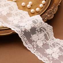 Vintage Crown Lace Satin Applique, Elegant Embroidered Lace Trim Suitable For Wedding Dress, Bridal Veil, Spring Wedding Decor, DIY Sewing Crafts, Curtains, Tablecloths And Home Decor - 網狀蕾絲 - 查看 12