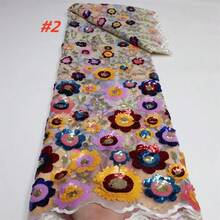 奢华非洲亮片蕾丝面料，2026款高品质尼日利亚新娘婚纱刺绣法式薄纱蕾丝面料，适用于缝制礼服 - A - 查看 8