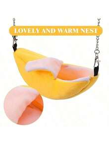 1pc Small Animal Hamster Cotton Banana Hammock, Cute Banana Shaped Hanging Nest, Warm Home For Small Rodents - View 7