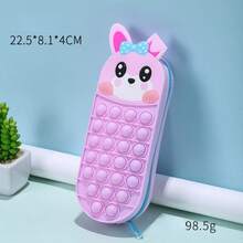 1pc Multi-Functional Stress Relief Silicone Bubble Pen Bag, Creative Cute Cartoon Animal Squeeze Toy Pencil Case - Multicolor - View 13
