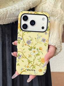 GIIPPA 1款黃色底色碎花圖案設計手機殼，適用於17 Pro Max、16 Pro Max、15 Pro Max、14 Pro Max，韓系時尚趣味手機殼，兼容 11/12/13/14/15/16 Pro Max Plus，優雅設計男女皆宜，適合送給女友的聖誕節、情人節、復活節、婚禮季及生日禮物 - 彩色 - 查看 3