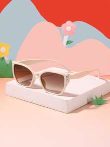 1 pieza Gafas de moda para niñas de 4 a 8 años, con marco de purpurina, material de policarbonato ligero, para uso diario y playa de verano con estuche - Multicolor - Ver 7