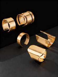 5pcs Chic Ring Set For Women - Vintage & Boho Style, Perfect For Casual Attire - Gold - View 4