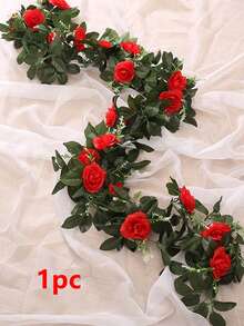 1/3件装人造玫瑰藤蔓篮，适用于婚礼装饰、生日派对、家居装饰，可用于餐厅、卧室、窗台、情人节、新年、户外花园等场合。 - 彩色 - 查看 7