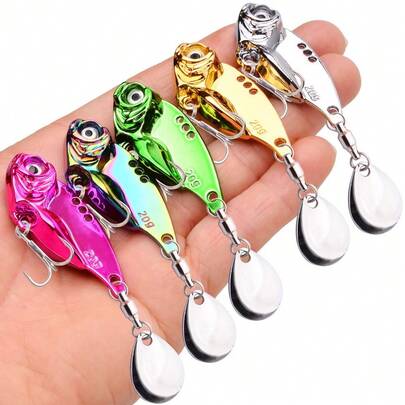 Señuelo giratorio con lentejuelas - Señuelo vibrante VIB con aleta de cola giratoria, cebo con lentejuelas brillantes adecuado para la pesca de la trucha, el bajo, el lucio con mosca y varillas tradicionales - Cebo artificial de pesca de agua dulce (multicolor)