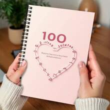 100-Page Romantic Heart Pattern Spiral Notebook, Pink Warm Cover Printed "100 Citas Juntos", Suitable For Work Records, Study Notes, Daily Plans, Also A Thoughtful Gift For Graduation, Birthday And Other Occasions, Suitable For Diary Writing And Memo - A - View 4