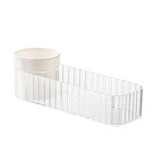 Organizador de baño giratorio transparente, caja de almacenamiento de maquillaje y artículos de tocador ahorradora de espacio para el mostrador del tocador - Multicolor - Ver 5