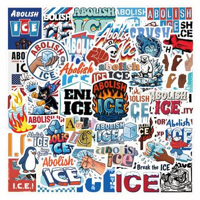 60Pcs Anti ICE Stickers Funny ICE OUT Stickers Cartoon Merch Scrapbook Aesthetic Stickers Pack Helmet Stickers Dirt Bike Stickers Vinyl Stickers Stickers For Water Bottle, Guitar, Luggage, Phone, Case, Laptop, Skateboard, Gift