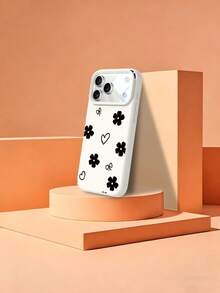 1pc Heart & Flower Pattern Liquid Silicone Shockproof Phone Case, Suitable As Holiday Gift Compatible With Apple Xs/Xr/11 12 13 14 15 16 17 Pro/Pro Max/14 15 16 Plus - Multicolor - View 3